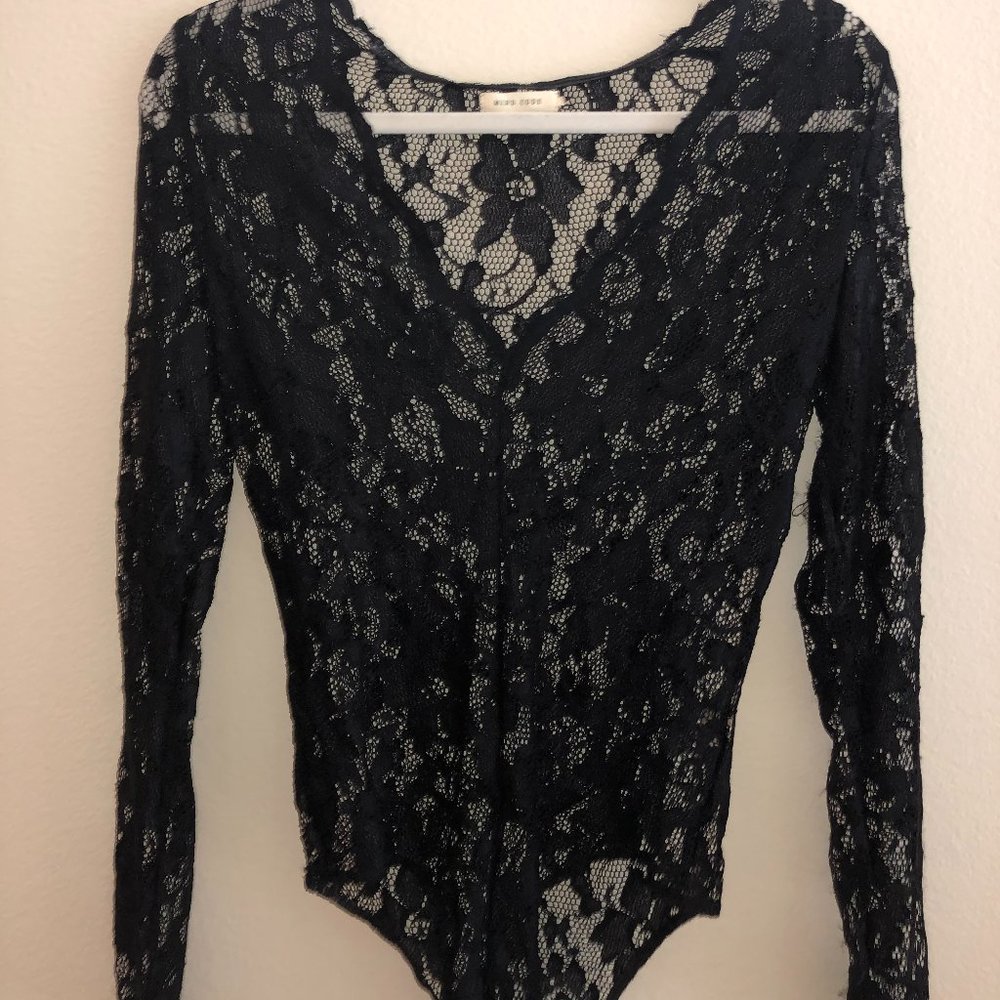Mind Code Black Lace Body Suit.  Size Medium/Large